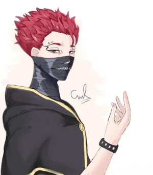 Red Haired Anime Character With Mask Wallpaper