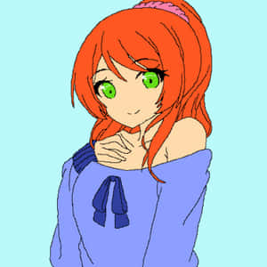 Red Haired Anime Girl Green Eyes Wallpaper