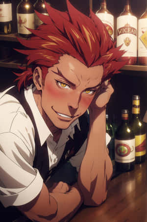 Red Haired Bartender Anime Character Wallpaper