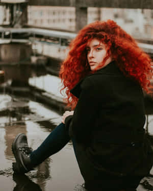 Red Haired Girl Riverside Aesthetic Wallpaper