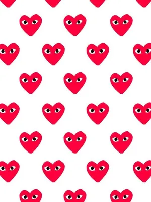 Red Heart Patternwith Eyes Wallpaper