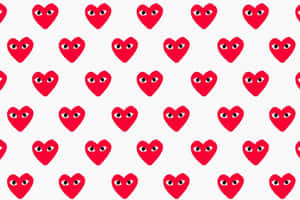 Red Hearts With Eyes On A White Background Wallpaper