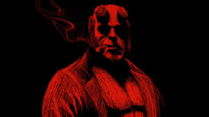 Red Hellboy Portrait Artwork Wallpaper