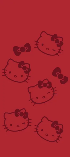 Red Hello Kitty Pattern Wallpaper
