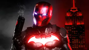 Red Hood Looking At Gun Wallpaper