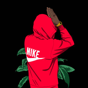 Red Hoodie Nike Cartoon Wallpaper