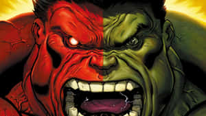 Red Hulkvs Green Hulk Faceoff Wallpaper