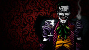 Red Joker Drinking Wine Wallpaper