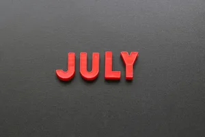 Red July Letterson Gray Background Wallpaper