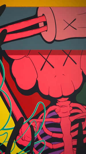 Red Kaws Artwork Abstract Wallpaper