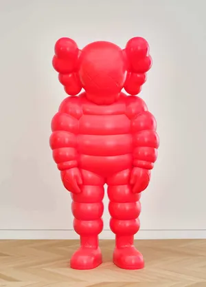 Red Kaws Balloon Figure Sculpture Wallpaper