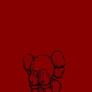 Red Kaws Figure Artwork Wallpaper