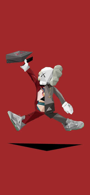 Red Kaws Figure With Sneakersand Boombox Wallpaper