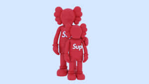 Red Kaws Figures Supreme Collaboration Wallpaper