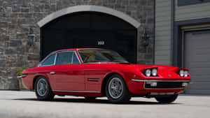 Red Lamborghini Islero Classic Car Wallpaper