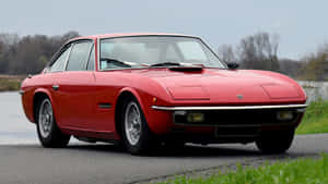 Red Lamborghini Islero Side View Wallpaper