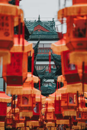 Red Lanterns Ancient Chinese Architecture Wallpaper