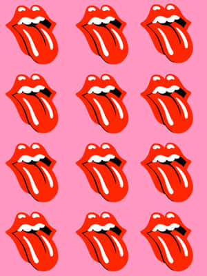 Red Lips Pattern Pink Background Wallpaper