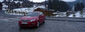 Red M G550 Sedan Winter Scenery Wallpaper