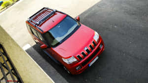 Red Mahindra T U V300 Top View Wallpaper