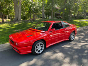 Red Maserati Shamal Parked Outdoors Wallpaper