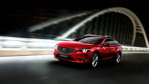 Red Mazda 6 At Night Wallpaper