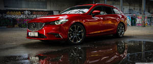 Red Mazda 6 Street Park Wallpaper