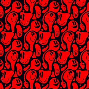 Red Melting Smiley Faces Pattern Wallpaper