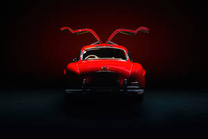 Red Mercedes Scissor Doors Car Wallpaper