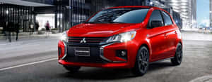 Red Mitsubishi Mirage City Night Wallpaper