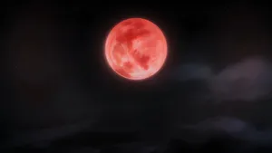 Red Moon Anime Scene Wallpaper