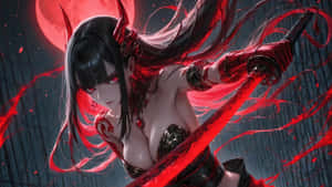 Red Moon Anime Warrior Wallpaper