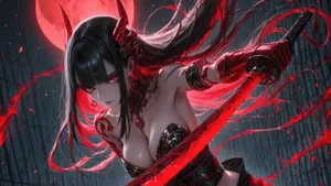 Red Moon Anime Warrior Wallpaper
