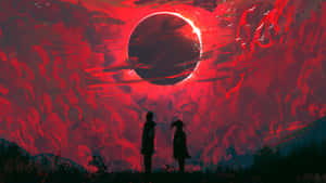 Red Moon Eclipse Scene Wallpaper