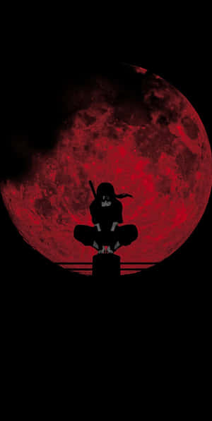 Red Moon Silhouette Anime Character Wallpaper