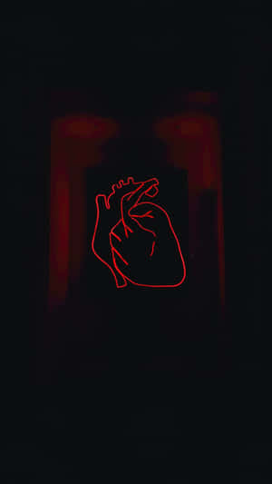 Red Neon Heart Hand Gesture Wallpaper