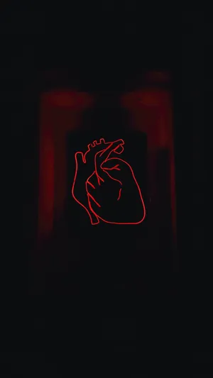 Red Neon Heart Hand Gesture Wallpaper