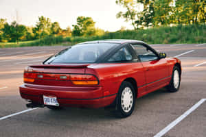 Red Nissan240sx Parked Outdoors Wallpaper