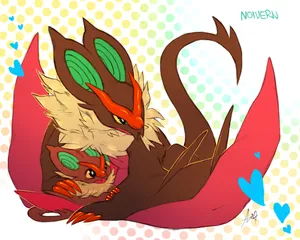 Red Noivern Hugging Red Noibat Wallpaper