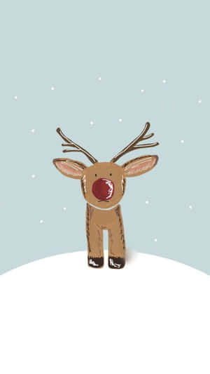 Red Nose Reindeer Cute Christmas Phone Wallpaper