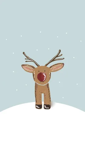 Red Nose Reindeer Cute Christmas Phone Wallpaper