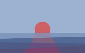 Red Orange Sunset Beyond Horizon Minimal Background Wallpaper