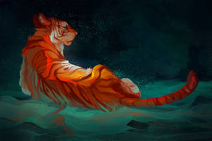 Red Orange Tiger Art Wallpaper