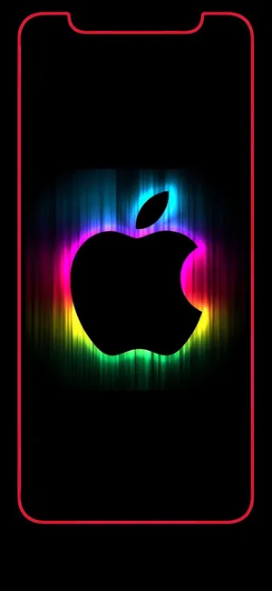 Red Outline Apple Screen Wallpaper