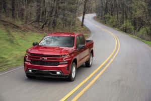 Red Pickup Truck On Road.jpg Wallpaper