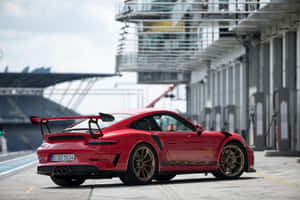 Red Porsche911 G T3 R Sat Racetrack Wallpaper