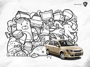 Red Proton Car On A Lighted City Street Wallpaper