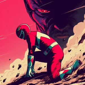 Red Ranger Defeatedby Villain Wallpaper