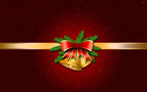 Red Ribbon Christmas Bell Wallpaper