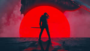 Red Samurai Sunset Standoff Wallpaper